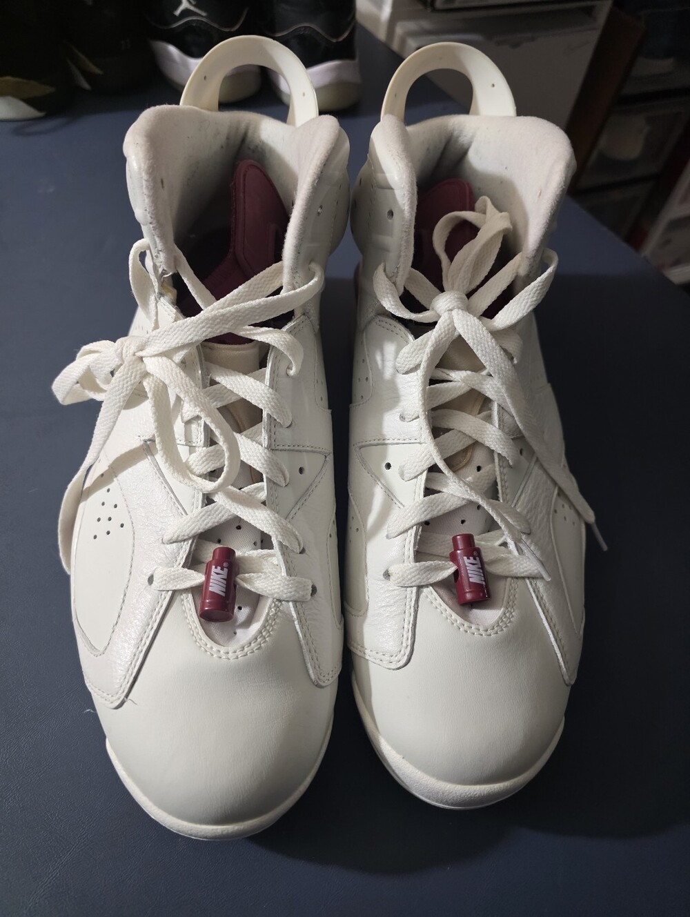 Jordan 6 Retro Maroon, Size 11m White Sneakers with Maroon Lace Locks Clean!